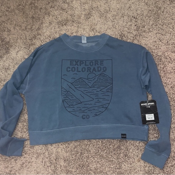 blue explore colorado cropped sweatshirt size xs - Picture 1 of 6